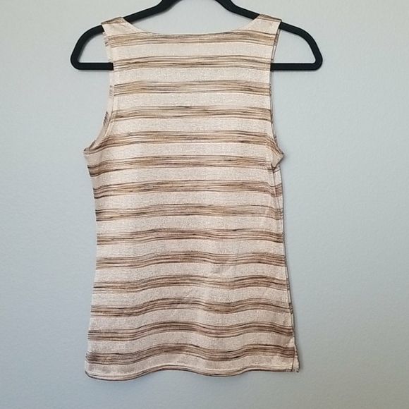 Banana Republic Summer striped shimmer tan and brown sleeveless top size small - Picture 6 of 8